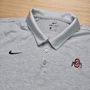 Ohio State Buckeyes Nike Dri Fit Polo Shirt Mens XL Gray Embroidered Logo READ